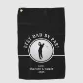 最高のパパバイパーゴルファー男性ブラック&ホワイトカスタム ゴルフタオル (正面)