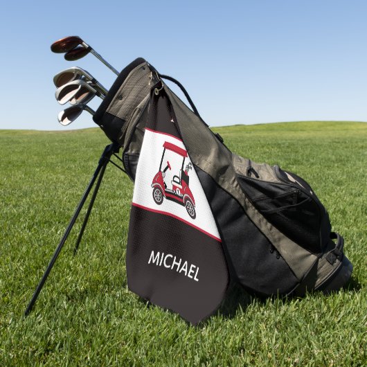 最高のパパバイパーゴルフカートのモノグラム名 ゴルフタオル (グリーン)