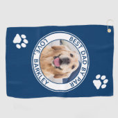 最高のパパバイパーパーソナライズされたペット犬の写真 ゴルフタオル (横)