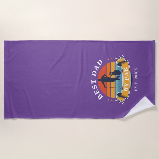 最高のパパバイパーパーソナライズされたレトロファーザーズ ビーチタオル (正面)