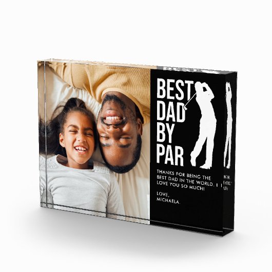 最高のパパバイパー写真とメッセージカスタムゴルファーパパ フォトブロック (右)