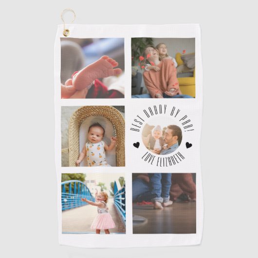 最高のパパバイパー写真パーソナライズされた父の日 ゴルフタオル (正面)