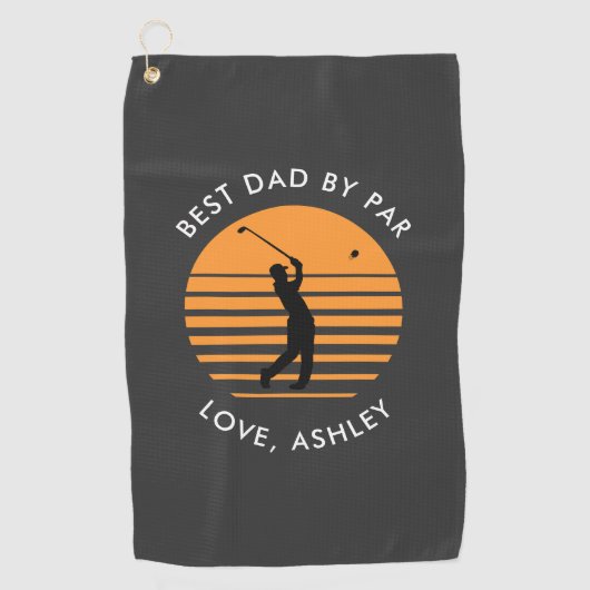 最高のパパバイパー名前をカスタムする文字パーソナライズされた ゴルフタオル (正面)