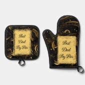 最高のパパバイパー書モダン道リーフ旋回おもしろい 鍋つかみ&鍋敷きセット (正面)