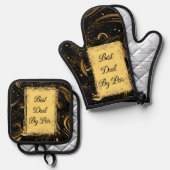 最高のパパバイパー書モダン道リーフ旋回おもしろい 鍋つかみ&鍋敷きセット (正面/裏面)