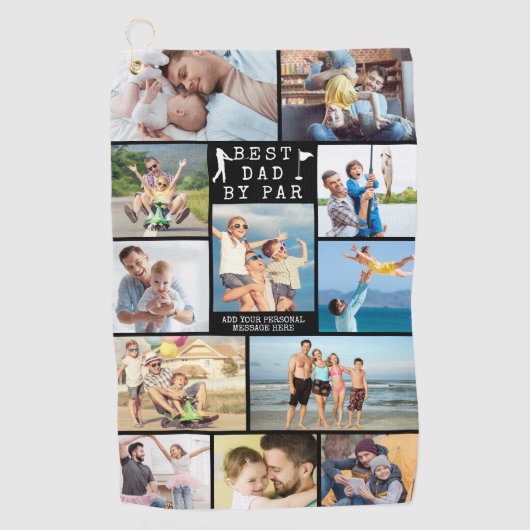 最高のパパバイパー12フォトコラージュパーソナライズされたゴルフ ゴルフタオル (正面)