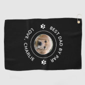 最高のパパバイPar Dog Pawプリント写真文字ゴルフパン ゴルフタオル (横)