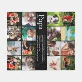 最高のパパパパエバー定義フォトコラージュブラック フリースブランケット (正面(横))