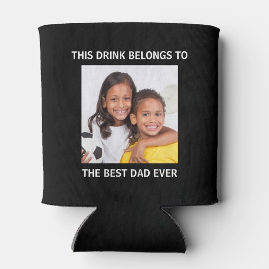 最高のパパパーソナライズされたブラック 缶クーラー (裏面)