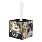 最高のパパパーソナライズされた写真 キューブオーナメント (正面アングル)