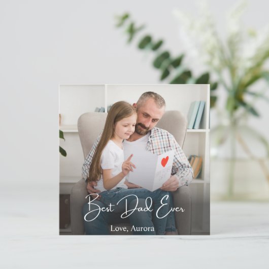 最高のパパパーソナライズされた写真 サンキューカード (スタンド正面)