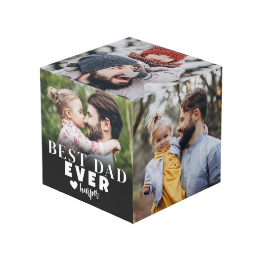 最高のパパパーソナライズされた写真 フォトキューブ (正面アングル)