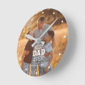 最高のパパパーソナライズされた写真 ラウンド壁時計 (傾斜)