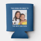 最高のパパパーソナライズされた青 缶クーラー (裏面)