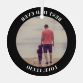 最高のパパパーソナライズされた黒 ガラスオーナメント (裏面)