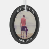 最高のパパパーソナライズされた黒 ガラスオーナメント (正面右)