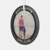 最高のパパパーソナライズされた黒 ガラスオーナメント (正面左)