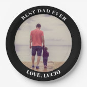 最高のパパパーソナライズされた黒 ペーパープレート (正面)