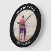 最高のパパパーソナライズされた黒 ラージ壁時計 (傾斜)