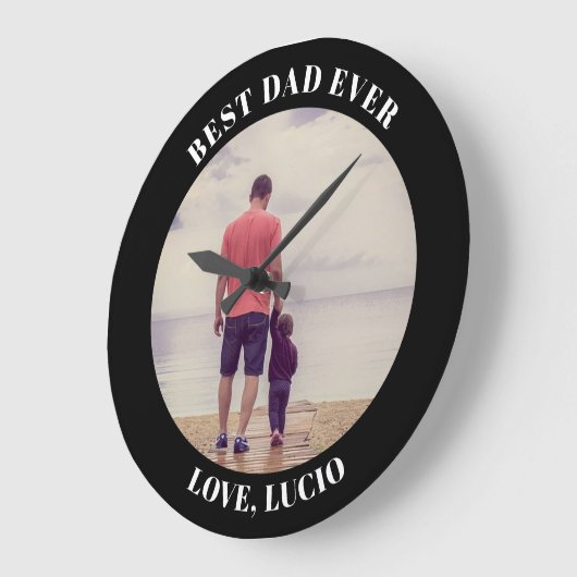 最高のパパパーソナライズされた黒 ラージ壁時計 (傾斜)