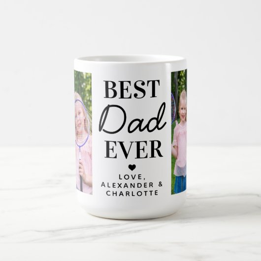 最高のパパパーソナライズされた2 Photo Father's Day コーヒーマグカップ (中央)