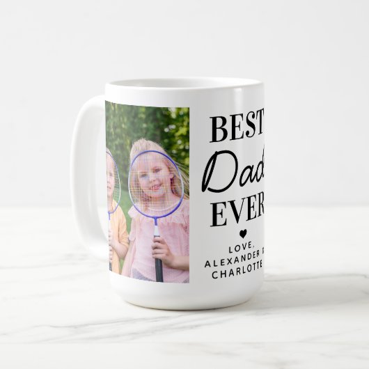 最高のパパパーソナライズされた2 Photo Father's Day コーヒーマグカップ (正面左)