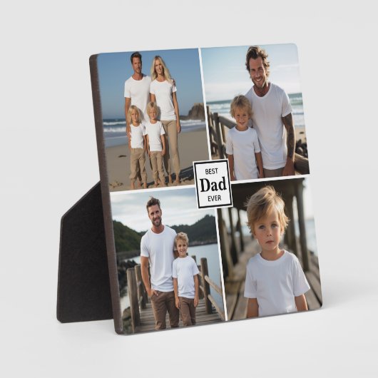 最高のパパパーソナライズされた4写真テンプレート フォトプラーク (正面)