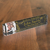 最高のパパパーソナライズされた Ever Desk Photo Nameプレート デスクネームプレート (側面)