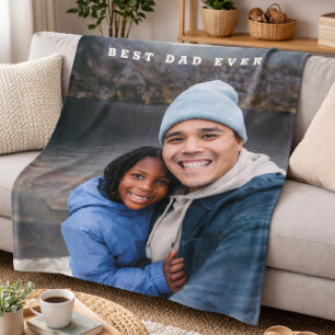 最高のパパパーソナライズされたEver Family Photo Keepsake フリースブランケット