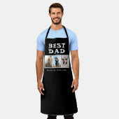 最高のパパファミリー3フォトコラージュキープサキーブラック エプロン (着用した状態)