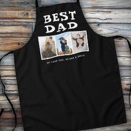 最高のパパファミリー3フォトコラージュキープサキーブラック エプロン