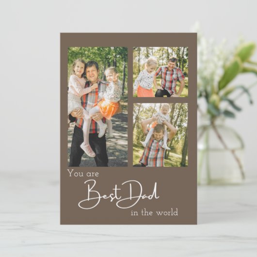最高のパパフォトコラージュ父の日のホリデーカード サンキューカード (スタンド正面)