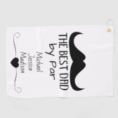 最高のパパブラック口ひげ父の日名前をカスタムする ゴルフタオル (横)