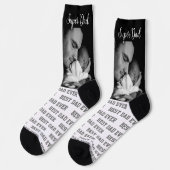 最高のパパブラック&ホワモダンイトタイポグラフィ付き ソックス (左)