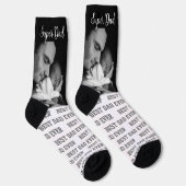 最高のパパブラック&ホワモダンイトタイポグラフィ付き ソックス (右)