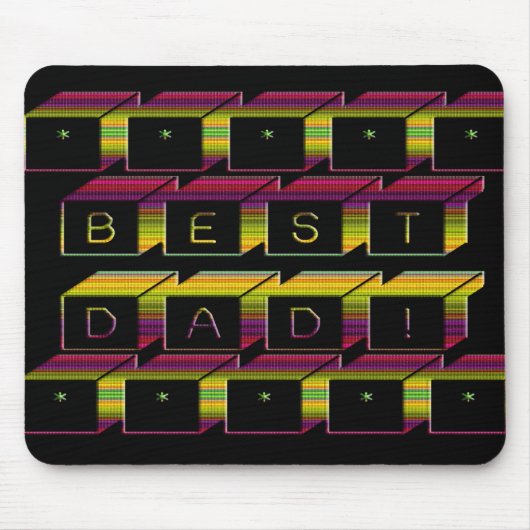 最高のパパブロック文字ブラウン&イエロー マウスパッド (正面)