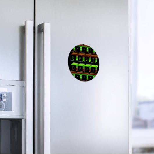 最高のパパブロック文字ブラウン&イエロー マグネット