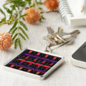 最高のパパブロック文字レッド&パープル キーホルダー (側面)