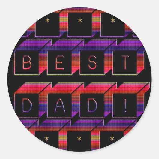 最高のパパブロック文字レッド&パープル ラウンドシール (正面)