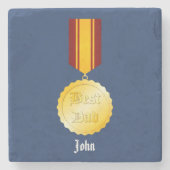 最高のパパメダルのブローチ父の日 ストーンコースター (正面)