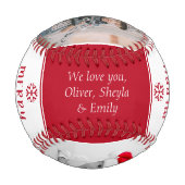 最高のパパメリークリスマスレッド3フォトコラージュ 野球ボール (裏面)