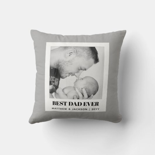 最高のパパモダンEver Gray Minimalistカスタム写真 クッション (裏面)