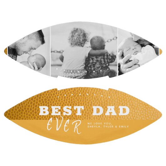 最高のパパレザー父の日3写真コラージュ アメリカンフットボール (パネル)