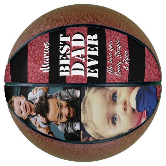 最高のパパレッドレザープリント2フォトファーザーの日 バスケットボール (正面)