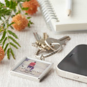 最高のパパータイポグラフィ父の日フルフォト キーホルダー (側面)