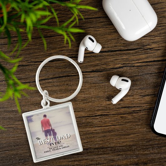 最高のパパータイポグラフィ父の日フルフォト キーホルダー