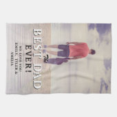 最高のパパータイポグラフィ父の日写真 キッチンタオル (横)