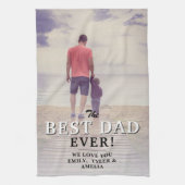 最高のパパータイポグラフィ父の日写真 キッチンタオル (縦)