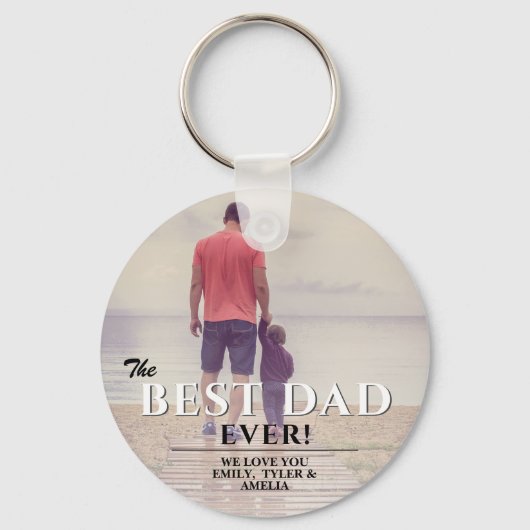 最高のパパータイポグラフィ父の日写真 キーホルダー (裏面)