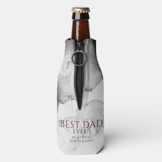 最高のパパータイポグラフィ父の日写真 ボトルクーラー (ボトル裏面)